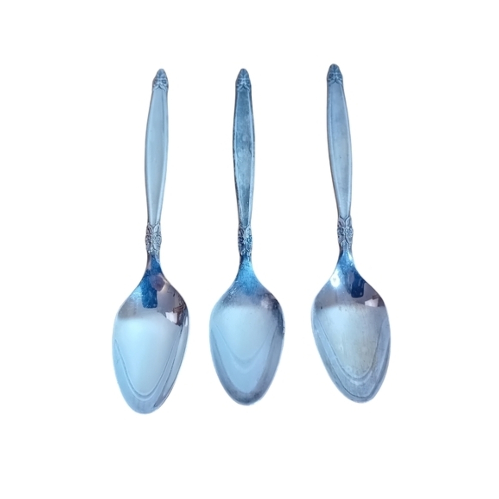 3x Vintage 1847 Rogers Bros Silver Plated Silverware Spoons Retro Flatware IS 4"